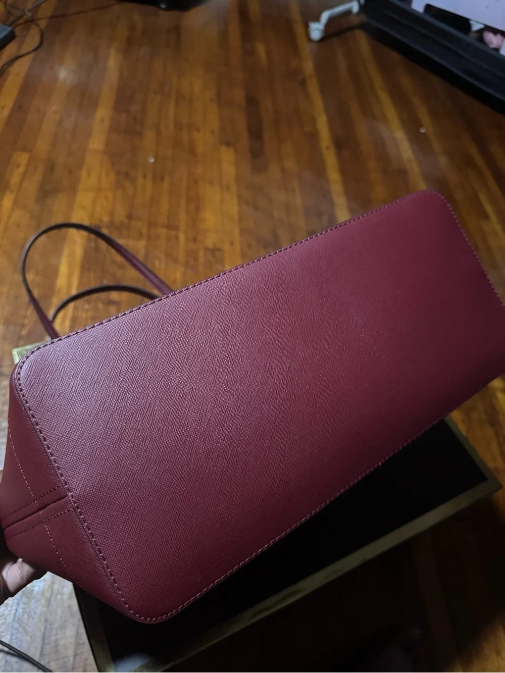 Michael Kors Burgundy Leather Tote with Dual Straps